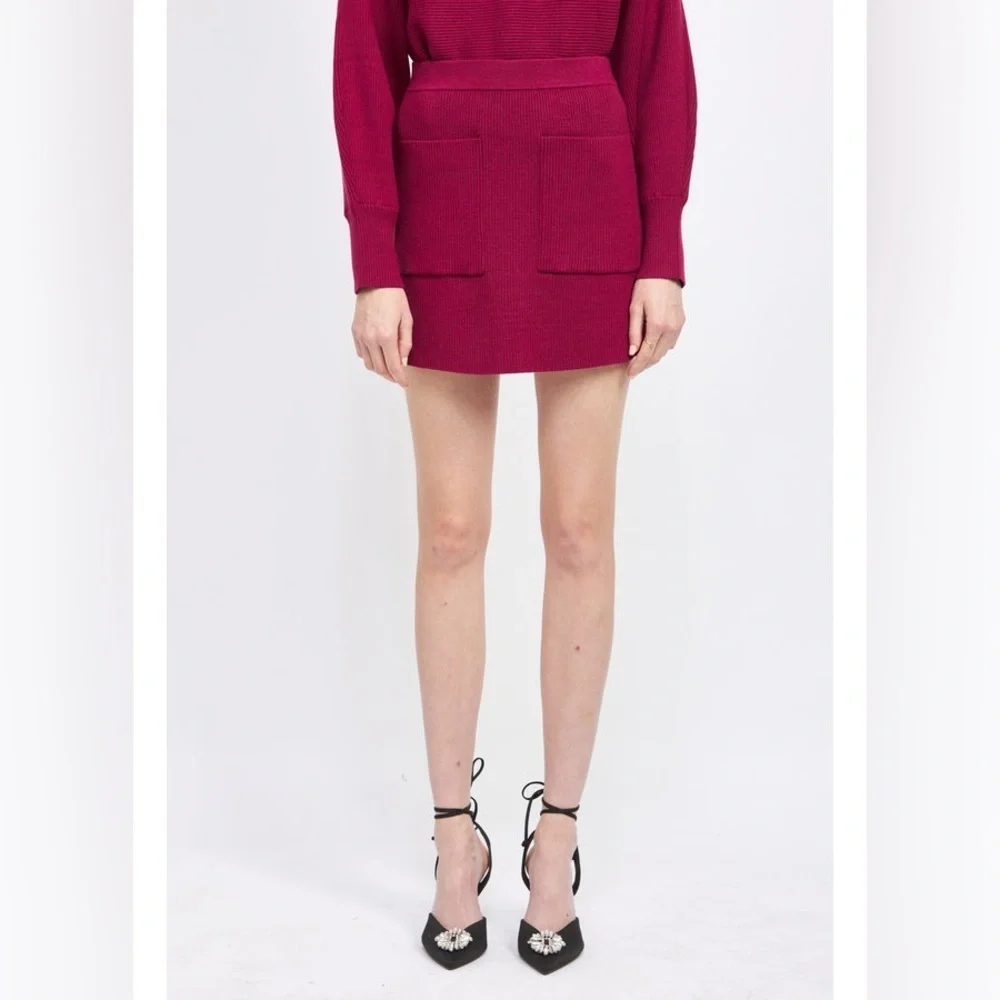 En Saison Lisette Sweater Skirt in Fuchsia - Picture 4 of 5